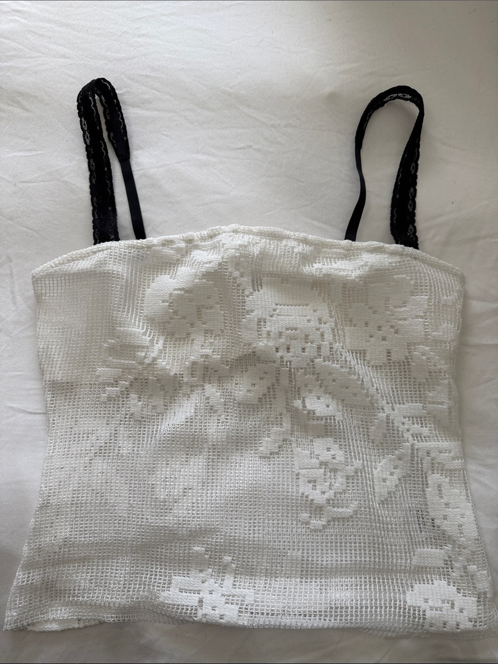 With Jean Cream Crochet Tank